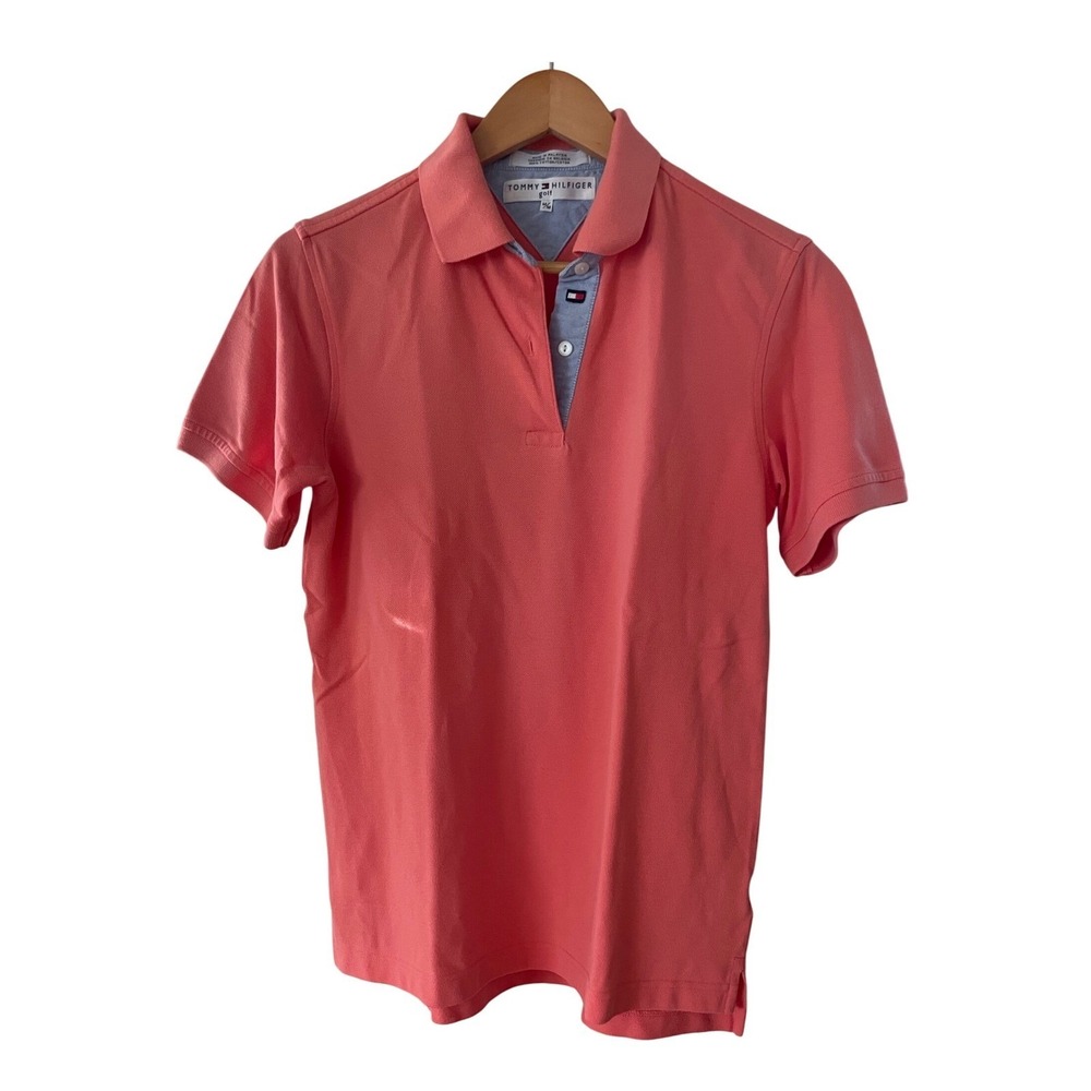 Tommy Hilfiger Polo Shirt Womens Medium Coral Pink Golf Pickleball Tech Apparel